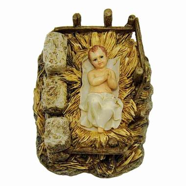 Statua cm.15 Gesù Bambino con Lenzuolo e Culla |Moranduzzo