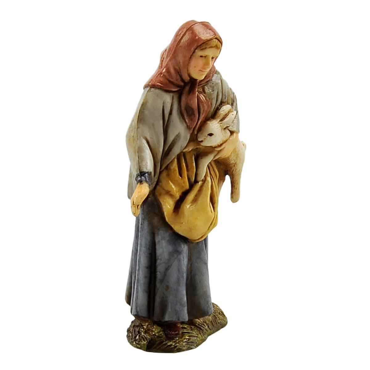 Statua cm.10 Donna con Sacca e Coniglio Braccio | Moranduzzo