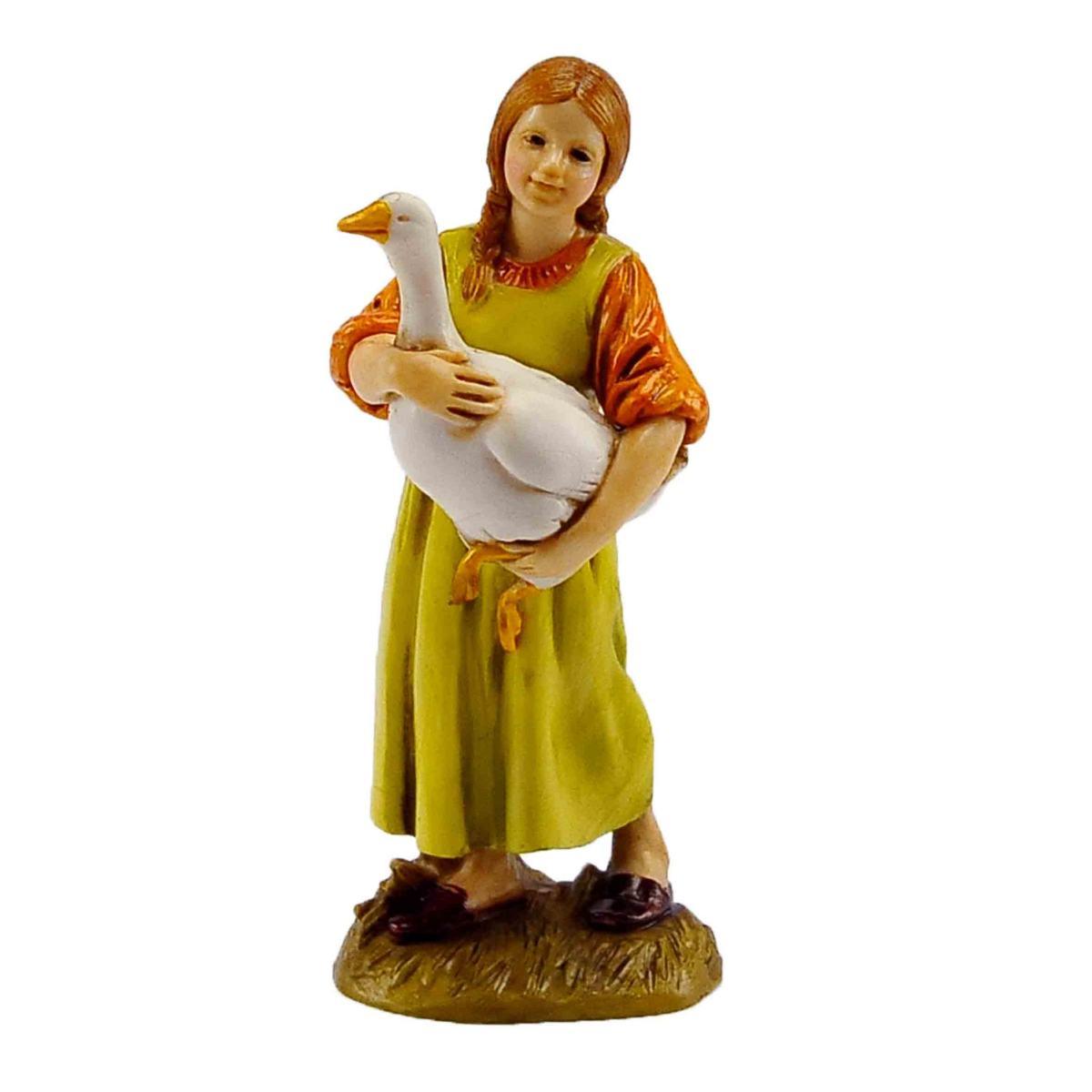 Statua cm.12 Bambina con Oca in Braccio | Moranduzzo