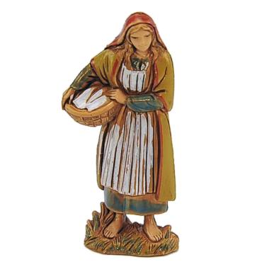 Statua presepe 6.5 cm donna cesta panni