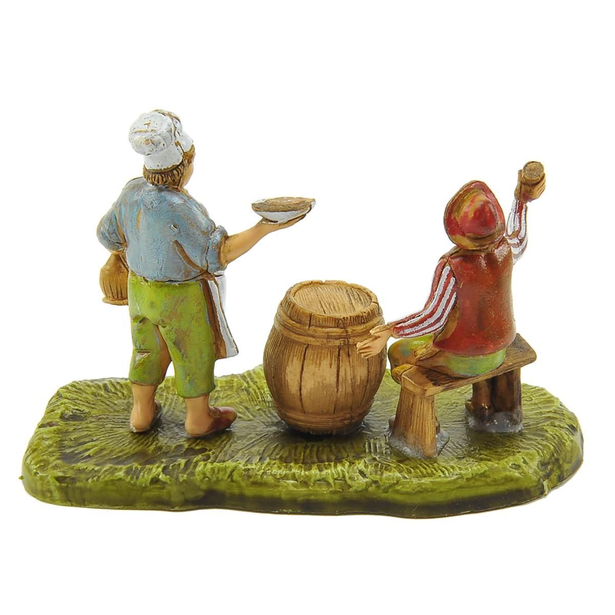 Statua presepe 6 cm oste con contadino e botte