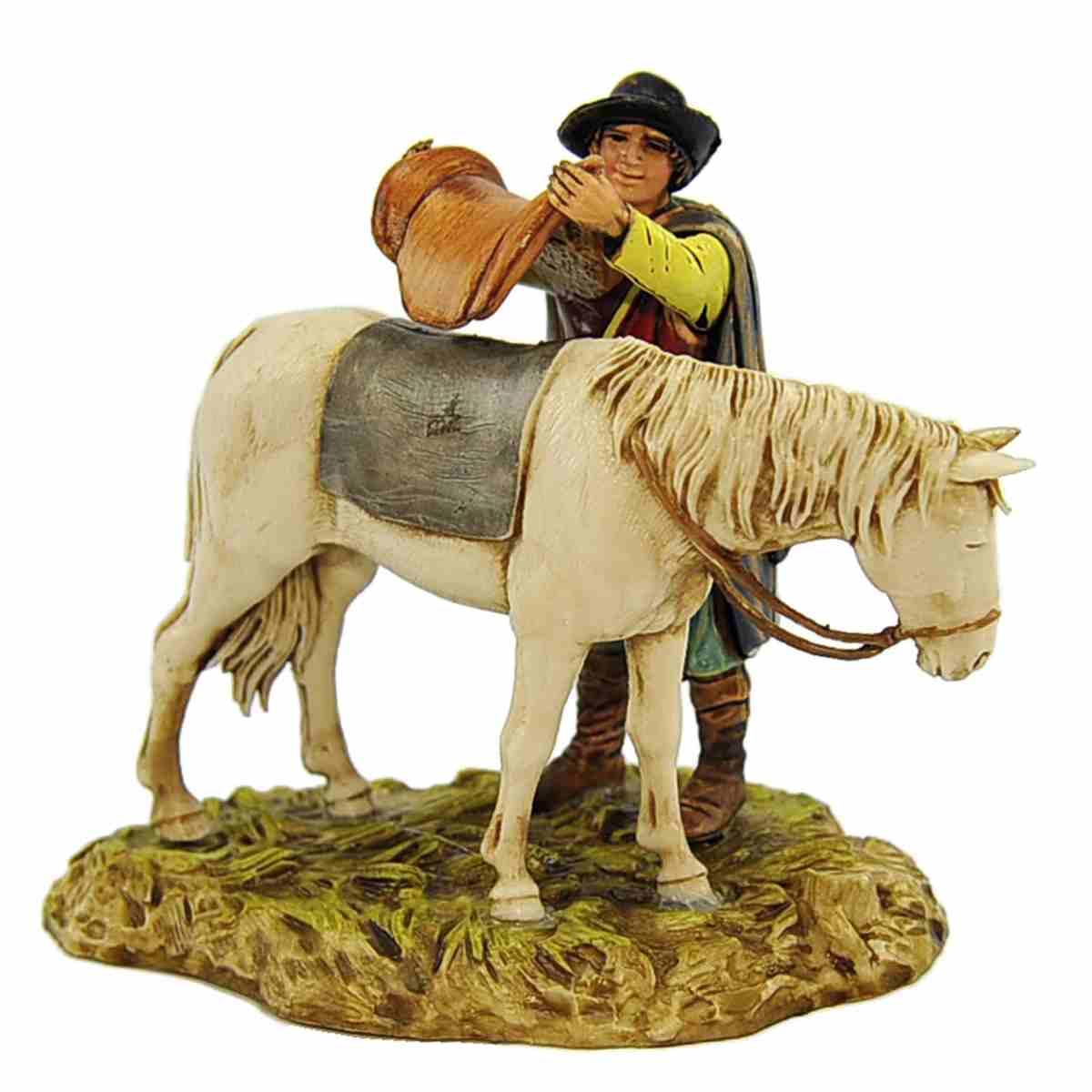 Statua cm.10 Uomo che Sella il Cavallo | Moranduzzo