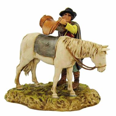 Statua cm.10 Uomo che Sella il Cavallo | Moranduzzo