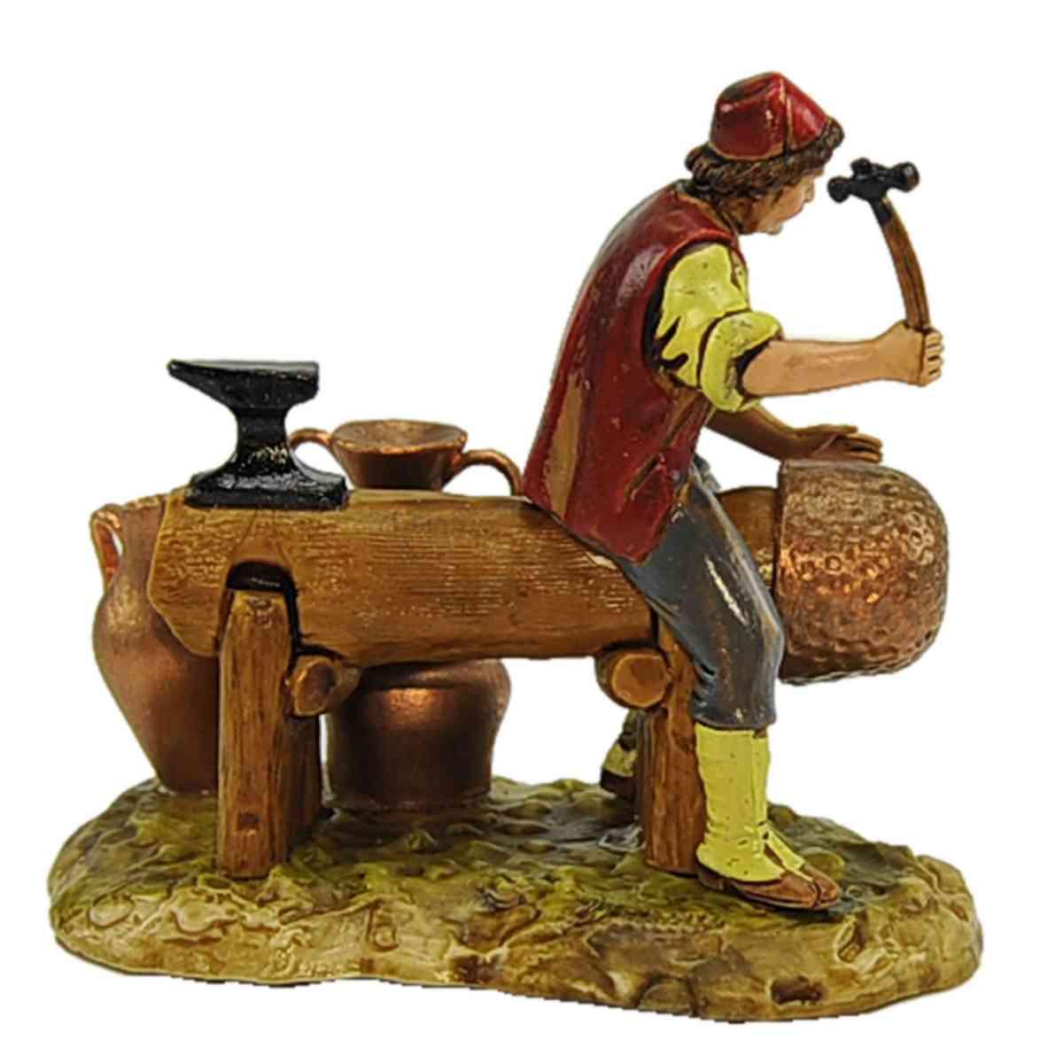 Statua presepe 10 cm ramaio seduto con anfore