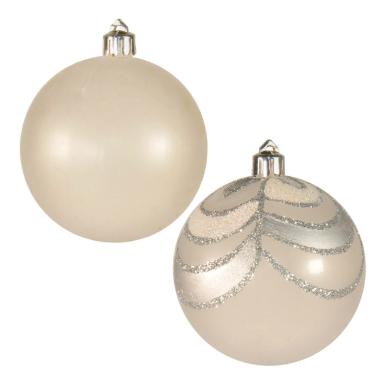 Pallina Natale cm.Ø7 Bianco Satinato Bianco/Argento Set pz.4 |M2 Store