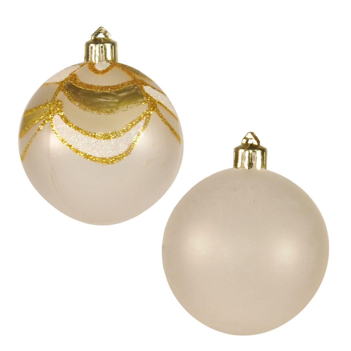 Pallina Natale cm.Ø6 Bianco Satinato Bianco Oro Set pz.5 |M2 Store