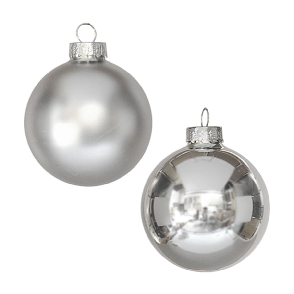 Pallina Natale Vetro cm.Ø6 Argento Satinate/Lucide Set pz.24 |Moranduzzo