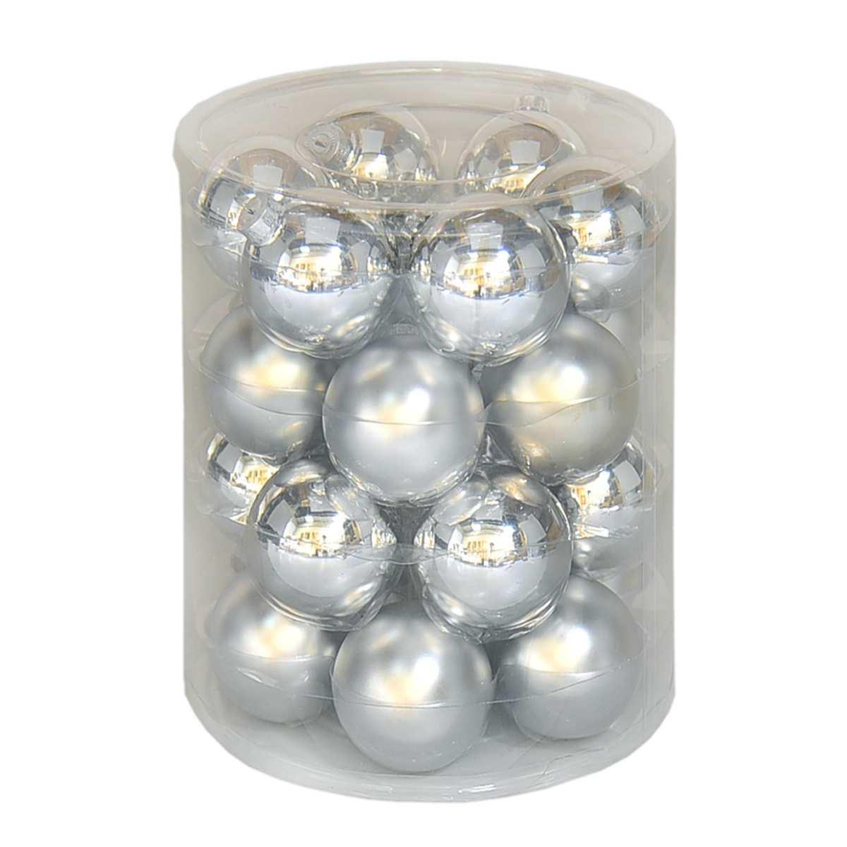 Pallina Natale Vetro cm.Ø6 Argento Satinate/Lucide Set pz.24 |Moranduzzo
