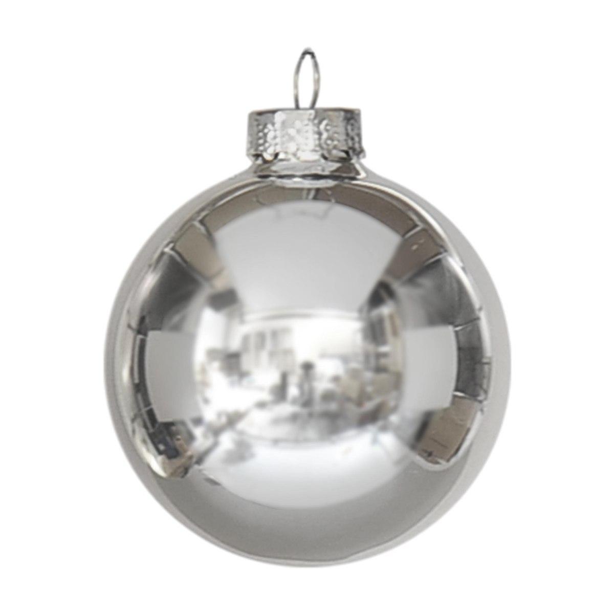 Pallina Natale Vetro cm.Ø6 Argento Satinate/Lucide Set pz.24 |Moranduzzo