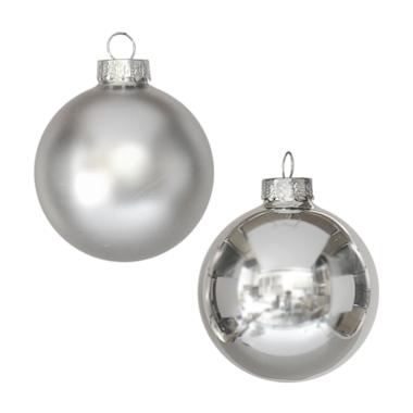 Pallina Natale Vetro cm.Ø6 Argento Satinate/Lucide Set pz.24 |Moranduzzo