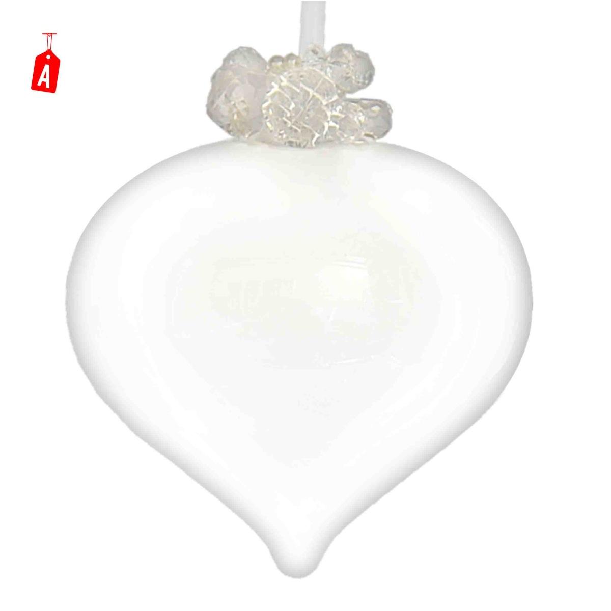 Pallina Natale Vetro cm.Ø12 Goccia con Diamantini 3 Modelli |Moranduzzo