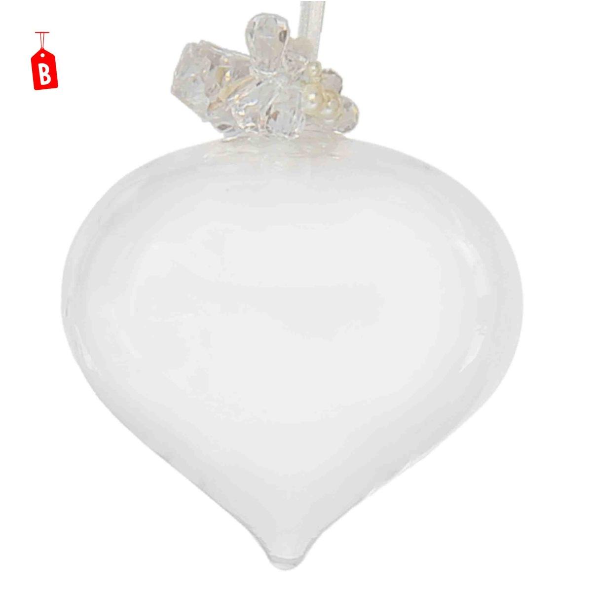 Pallina Natale Vetro cm.Ø12 Goccia con Diamantini 3 Modelli |Moranduzzo