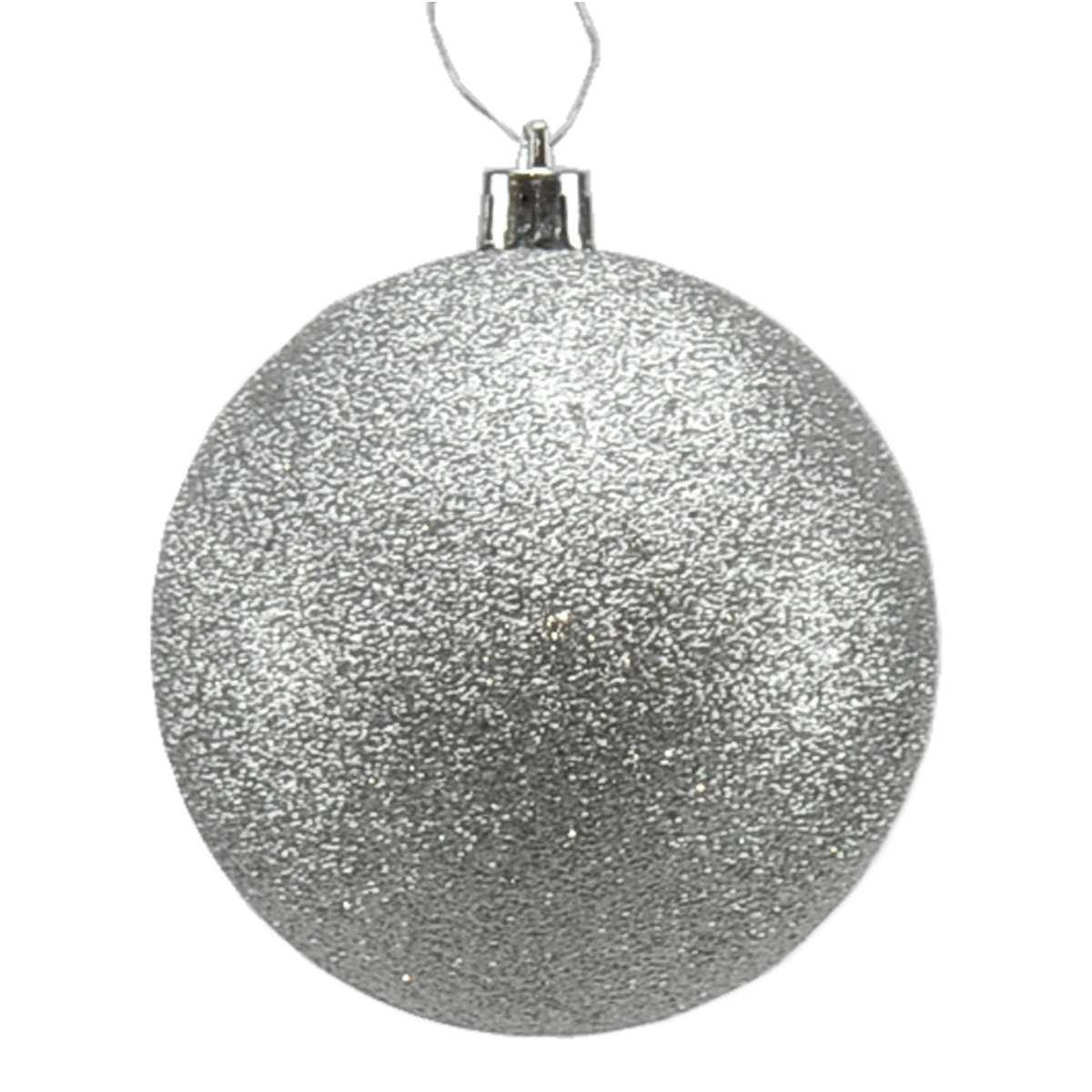 Pallina Natale cm.Ø8 Argento Glitter |Moranduzzo