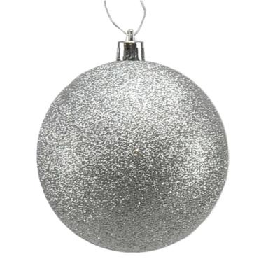 Pallina Natale cm.Ø8 Argento Glitter |Moranduzzo