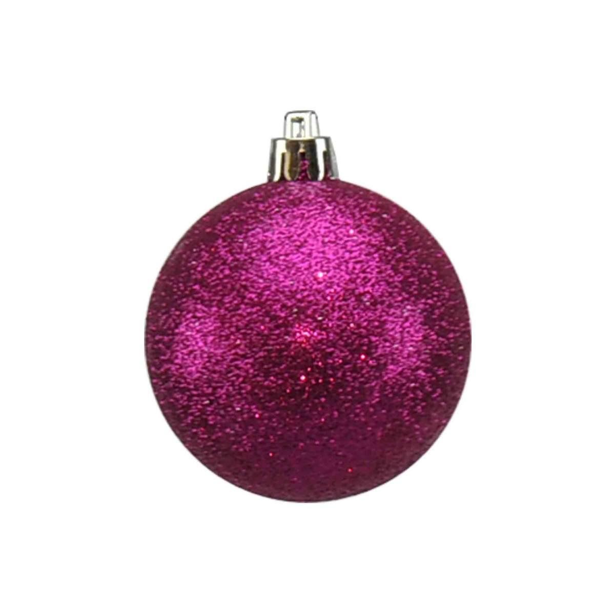 Pallina Natale cm.Ø6 Fucsia Blu Rosa Glitter Set pz.12 |Moranduzzo