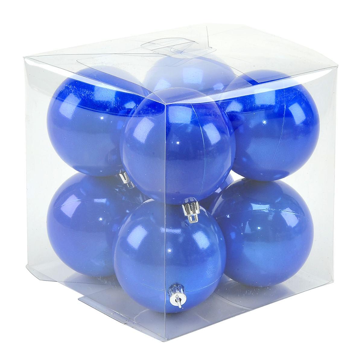 Pallina Natale cm.Ø8 Blu Perlate Lucide Set pz.8 |Moranduzzo