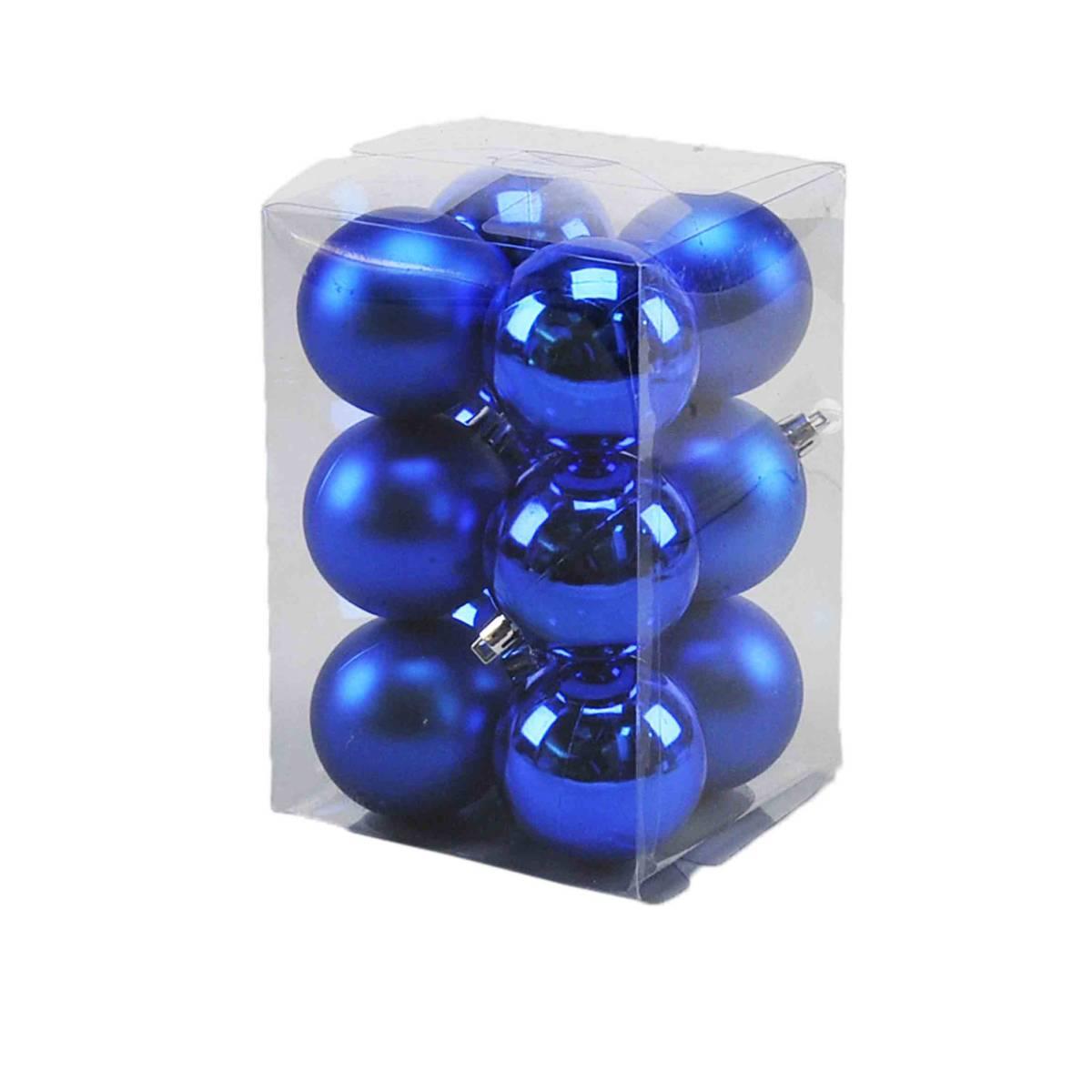 Pallina Natale cm.Ø6 Blu Satinate Lucide Set pz.12 |Moranduzzo