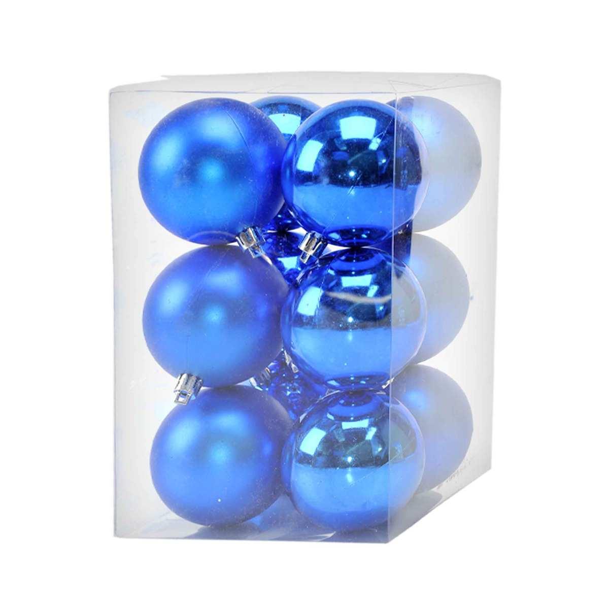 Pallina Natale cm.Ø7 Blu Satinate Lucide Set pz.12 |Moranduzzo