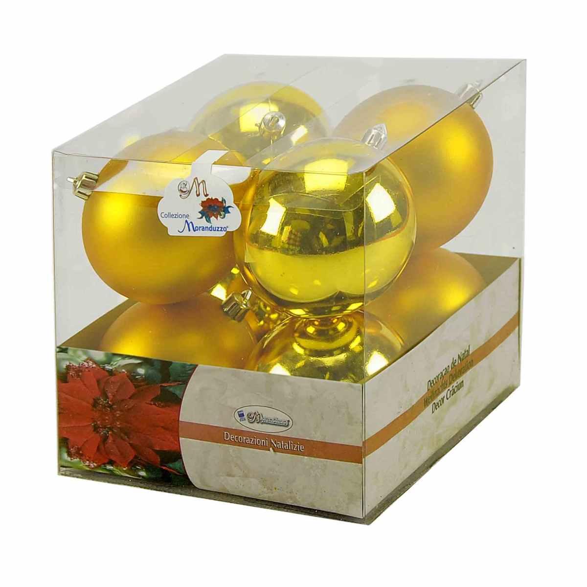 Pallina Natale cm.Ø8 Oro Lucido Opaco Set pz.8 |Moranduzzo