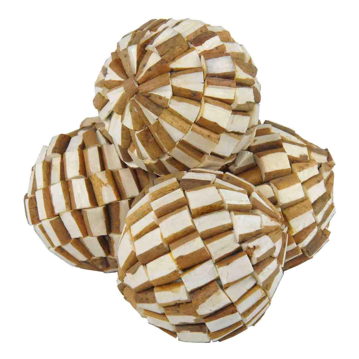 Pallina Natale cm.Ø8 Scaglie Legno Naturale Set pz.4 |M2 Store
