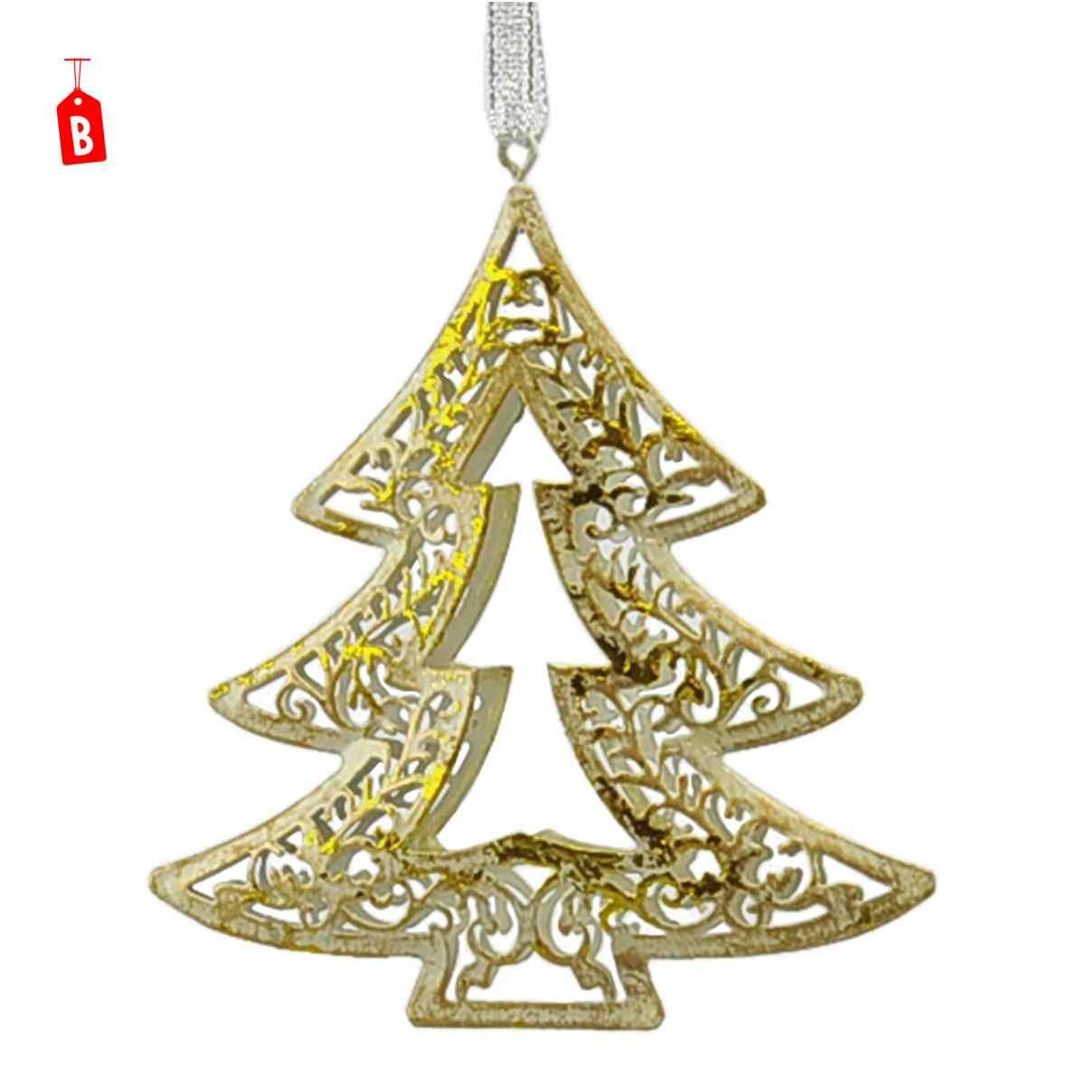 Decorazione Natalizia Metallo Albero/Stella 3 Colori |Moranduzzo