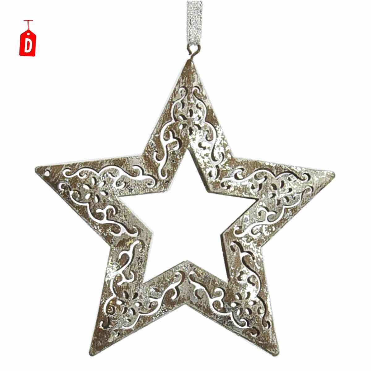 Decorazione Natalizia Metallo Albero/Stella 3 Colori |Moranduzzo