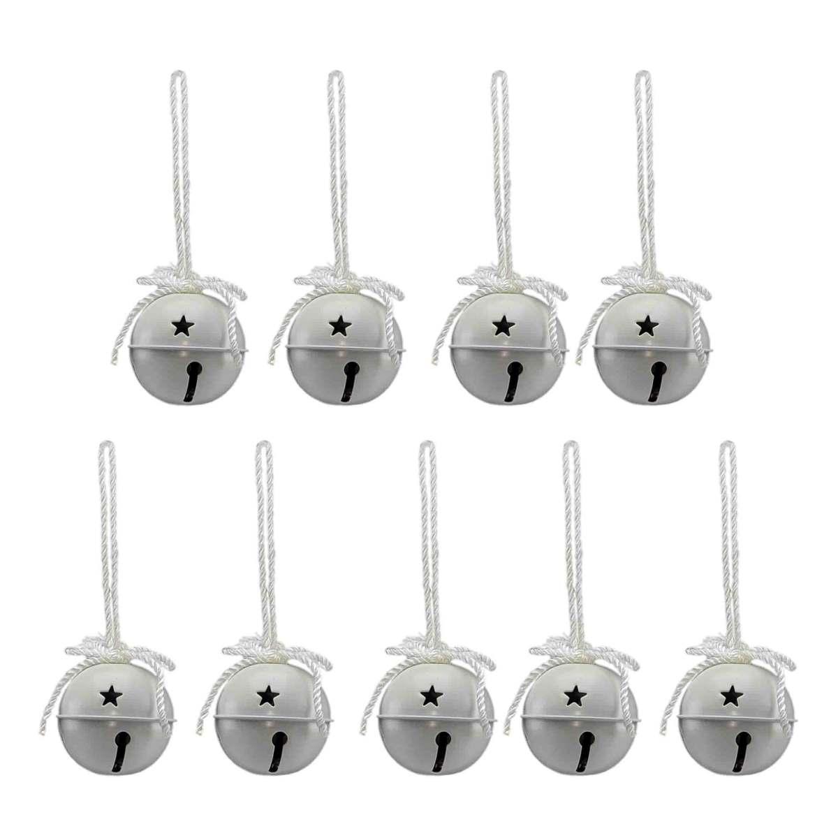 Decorazione Natalizia Campanello Metallizato Bianco cm.Ø3,5 Set pz.9 |M2 Store