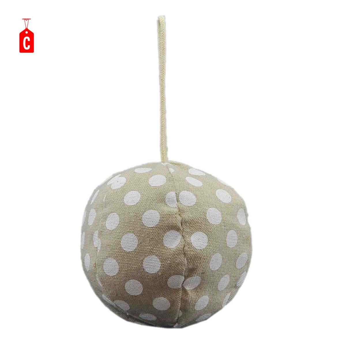 Pallina Natale cm.10 in Tessuto Bianco Beige 3 Modelli |Inge's Glass