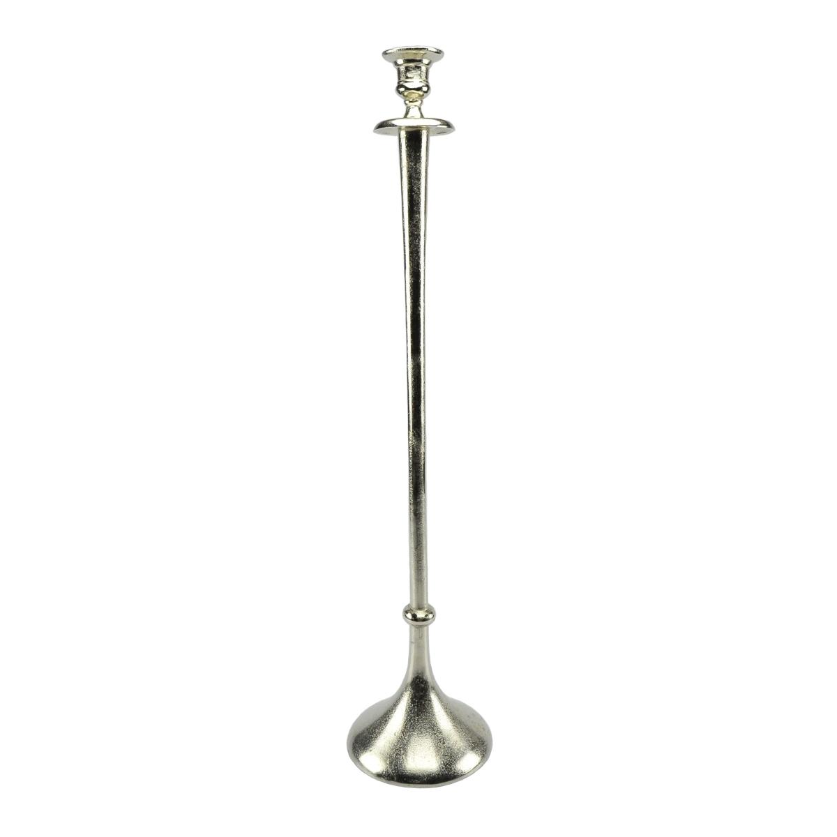 Candeliere con 1 Posto Candela Metallo Millennio Argento cm.h76 |Bizzotto