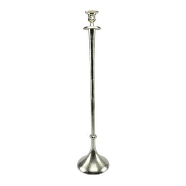 Candeliere con 1 Posto Candela Metallo Millennio Argento cm.h76 |Bizzotto
