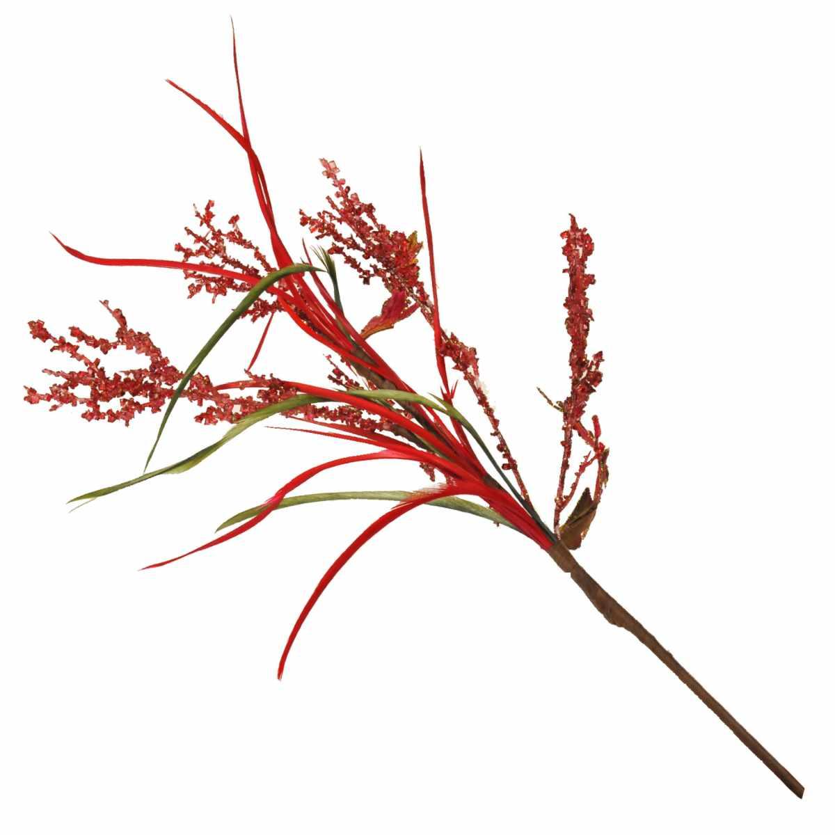 Fiore Natale Bacche Rosso con Piume cm.45 |M2 Store