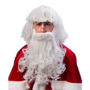 Parrucca Babbo Natale Bianca Con Barba cm.40 Lunga |Orlob