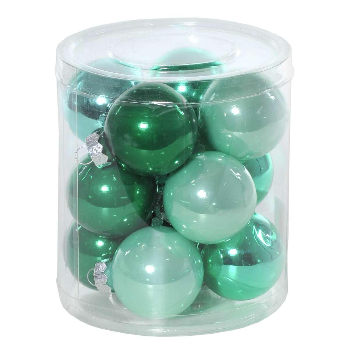 Pallina Natale Vetro cm.Ø4 Verde Satinate Lucide Set pz.12 |Flora
