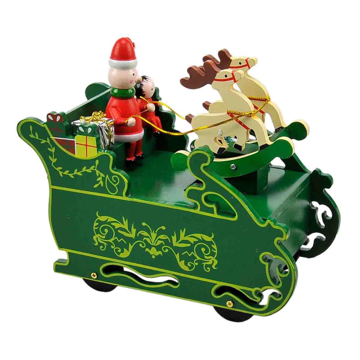 Carillon Natale Babbo con Slitta Legno cm.19x9,5xh17 |M2 Store