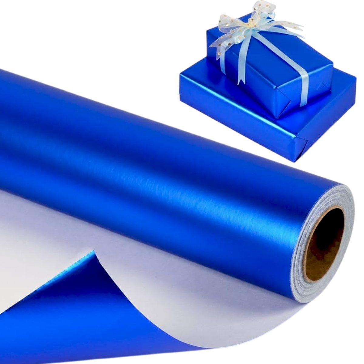 Carta Regalo Natale cm.70x150 Rotolo Blu Metal |Papà Noel