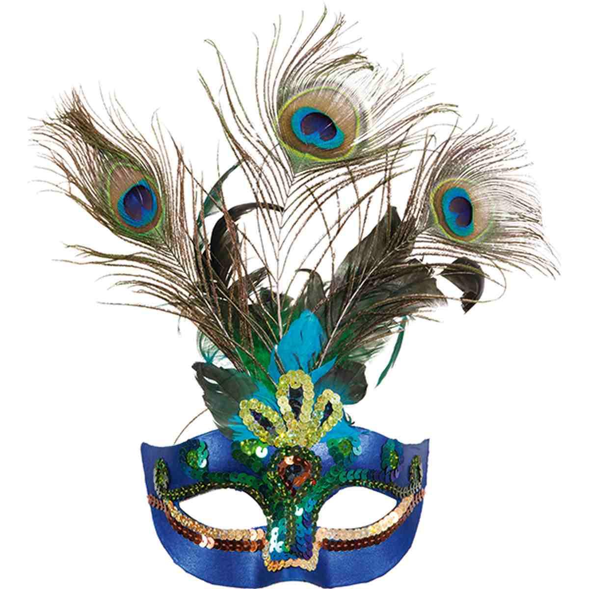 Maschera Viso Pavone Con Piume |Widmann