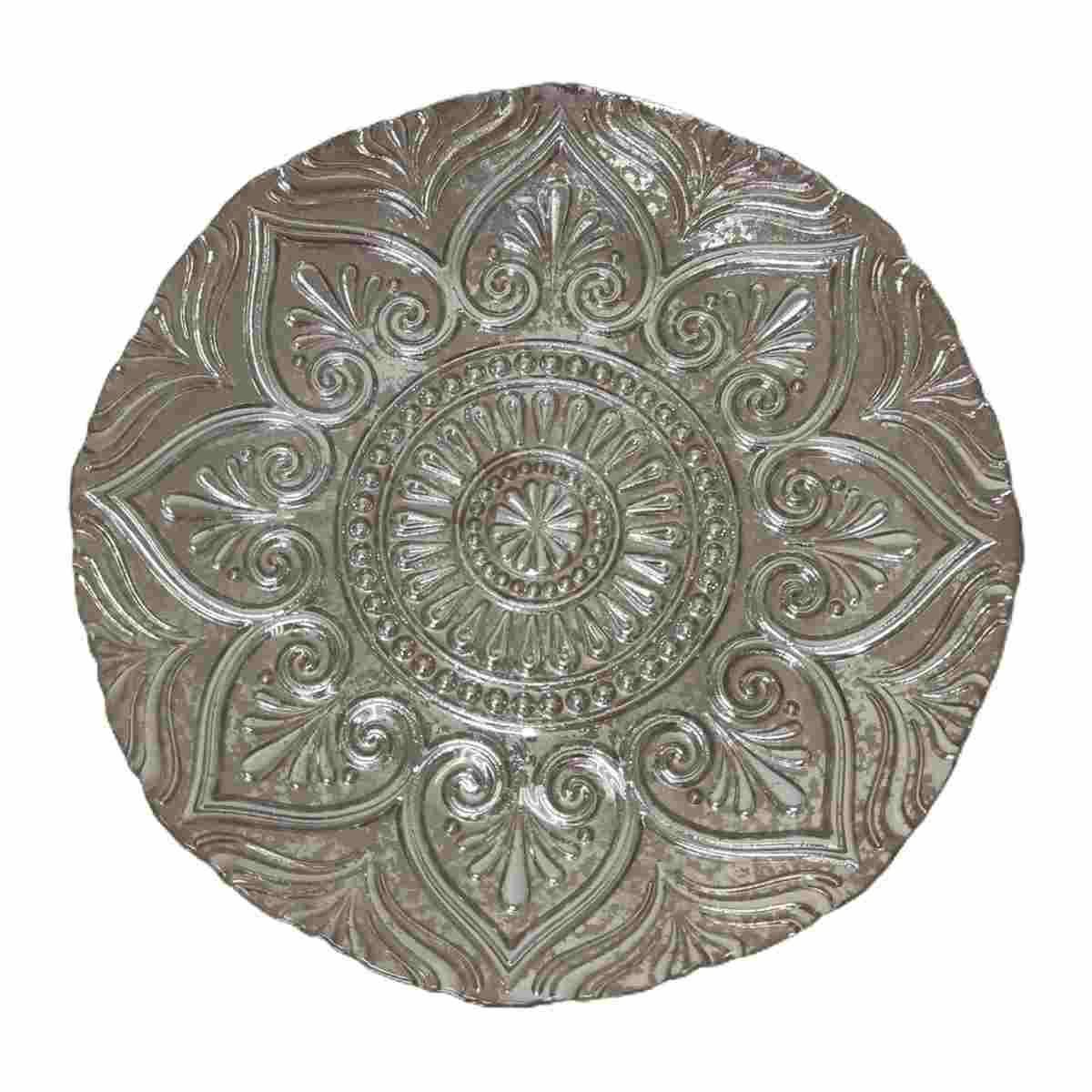 Centrotavola Piatto Vetro Ritz Argento cm.Ø33 |Fade