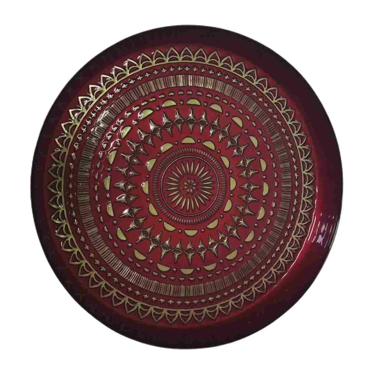 Centrotavola Piatto Vetro hilton Rosso/Oro cm.Ø35 |Fade