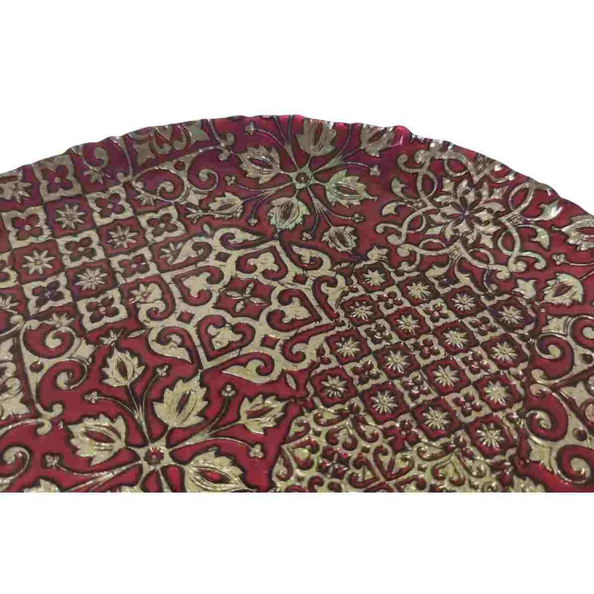 Centrotavola Piatto Vetro hilton Rosso/Oro cm.Ø32 |M2 Store