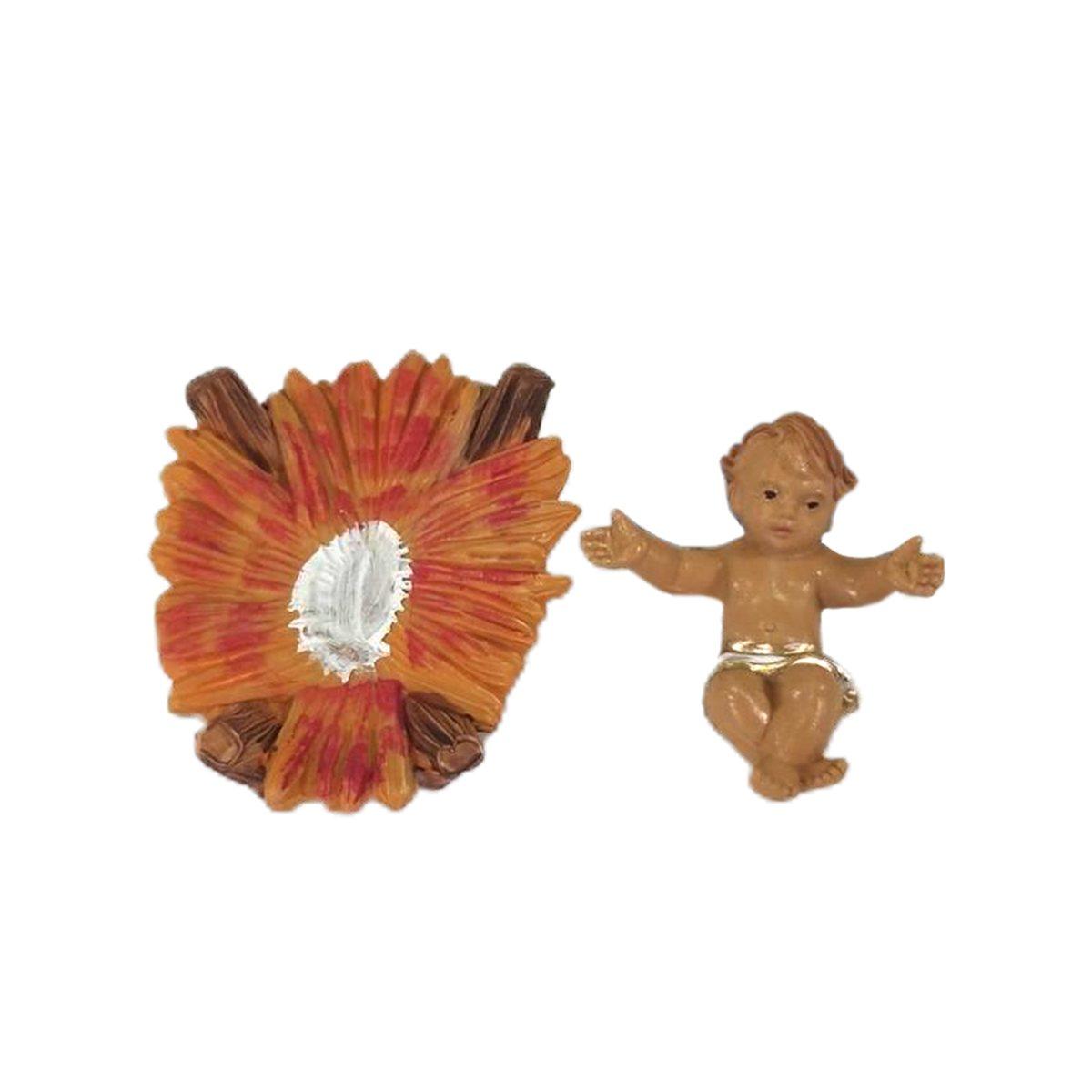 Statua Gesù Bambino cm.10 con Culla cm.4 | Rossi Rosa