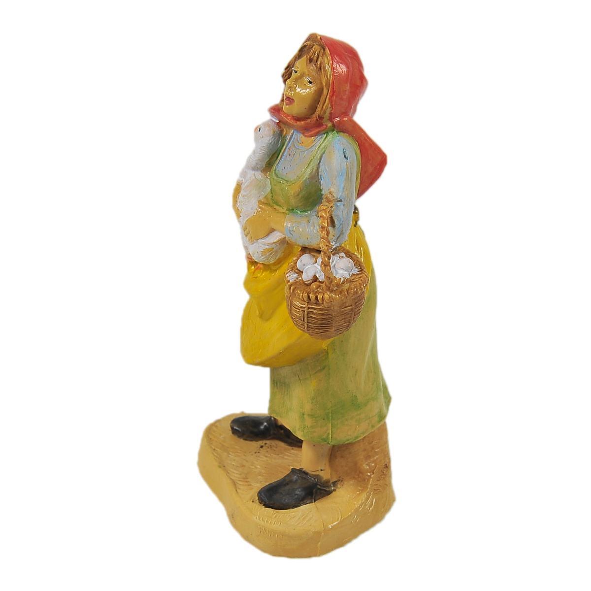 Statua cm.10 Donna con Papera | Rossi Rosa