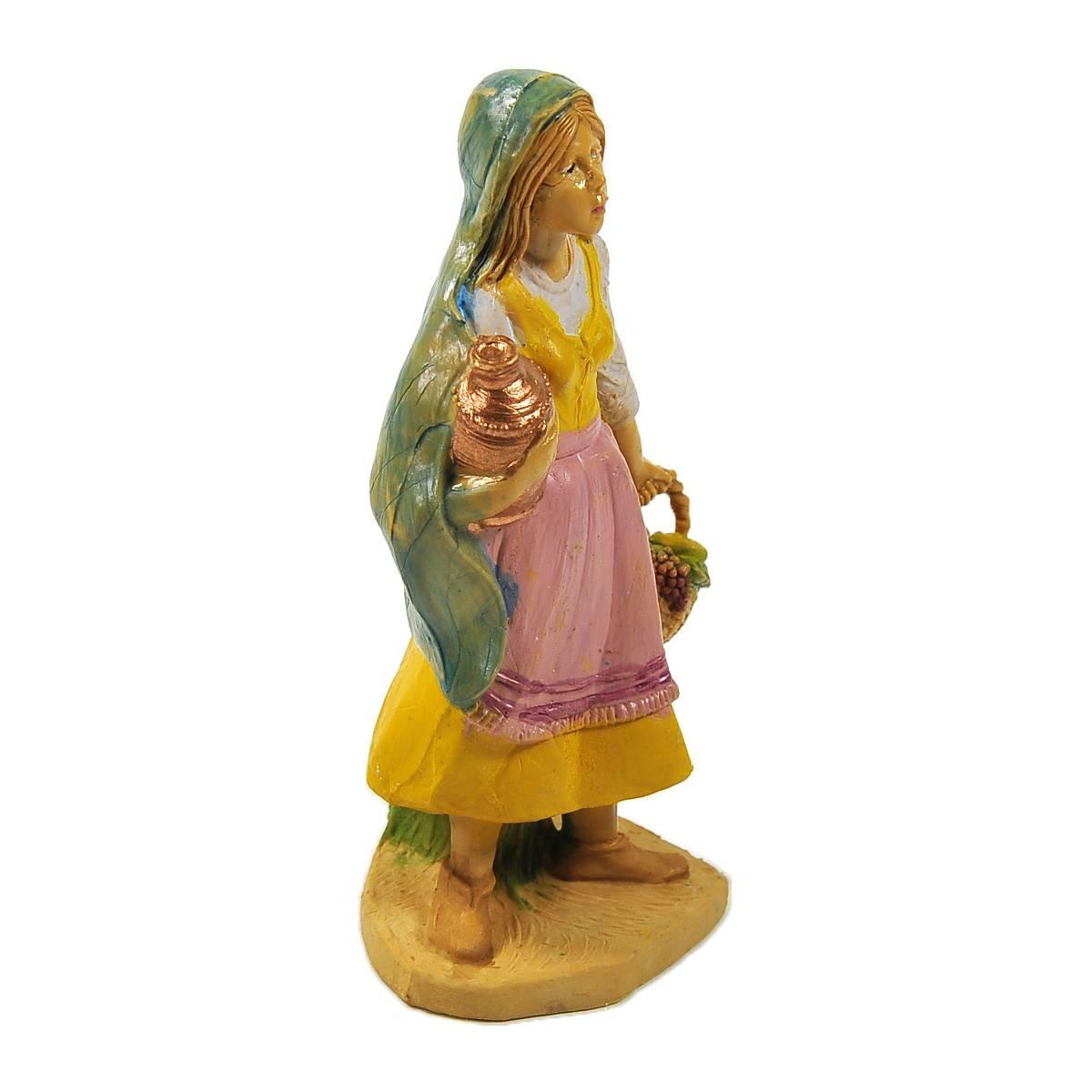 Statua cm.10 Donna con Vaso e Cesta | Rossi Rosa