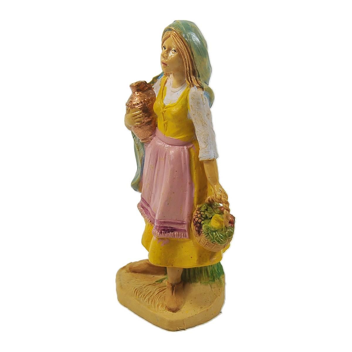 Statua cm.10 Donna con Vaso e Cesta | Rossi Rosa