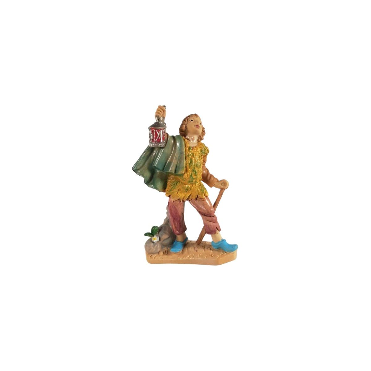 Statua cm.10 Uomo con Lanterna | Rossi Rosa