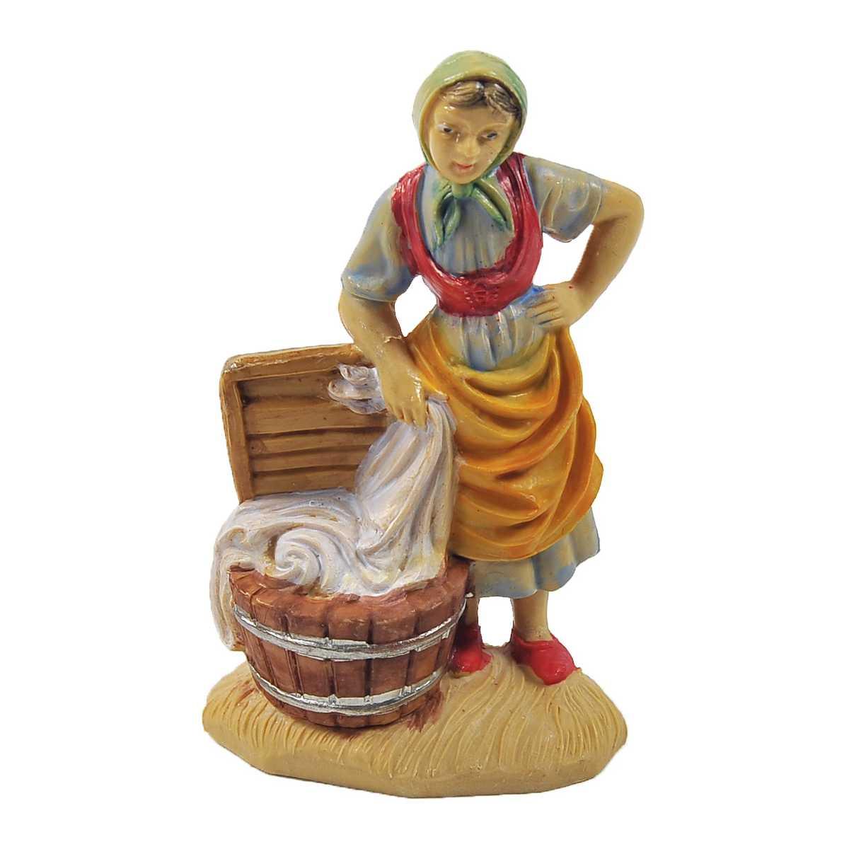 Statua cm.10 Pastorella con Cesta Panni | Rossi Rosa