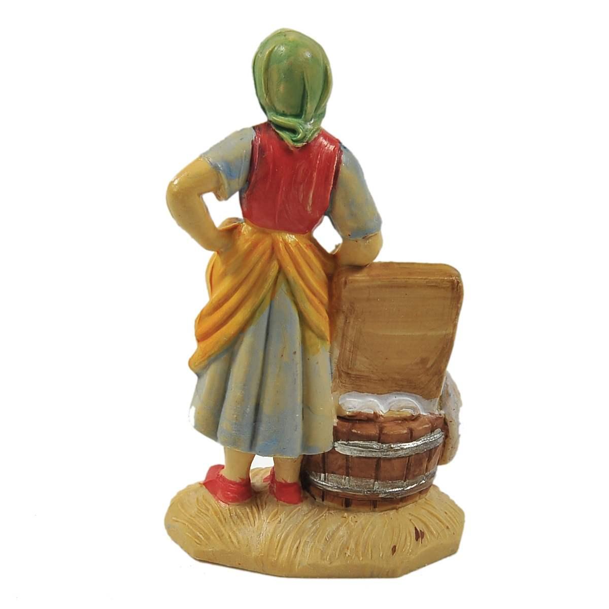 Statua cm.10 Pastorella con Cesta Panni | Rossi Rosa