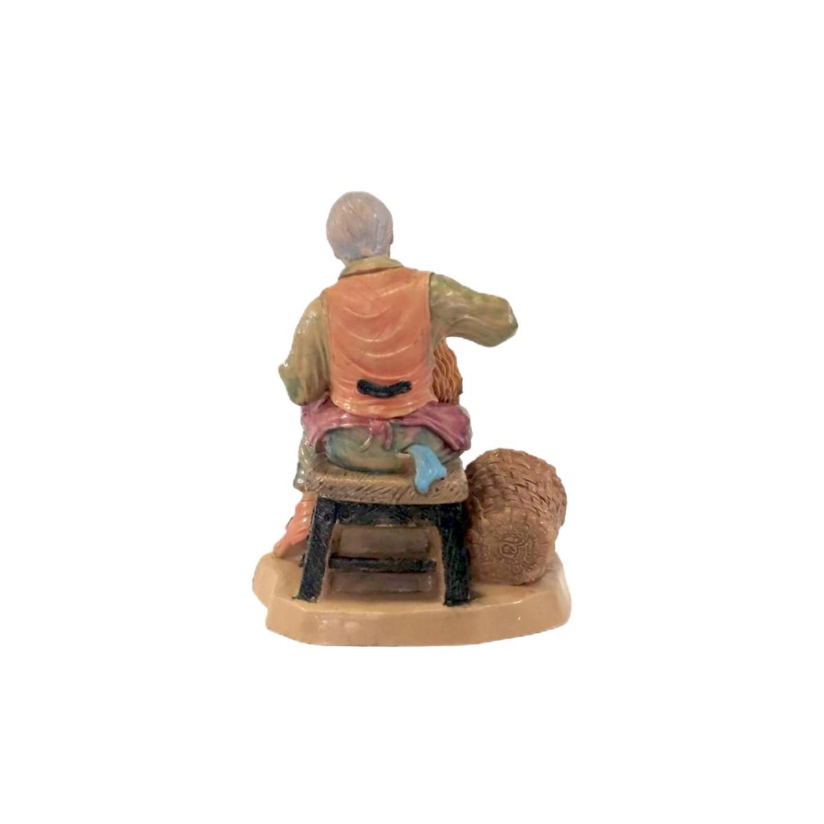 Statua cm.10 Cestaio Seduto | Rossi Rosa