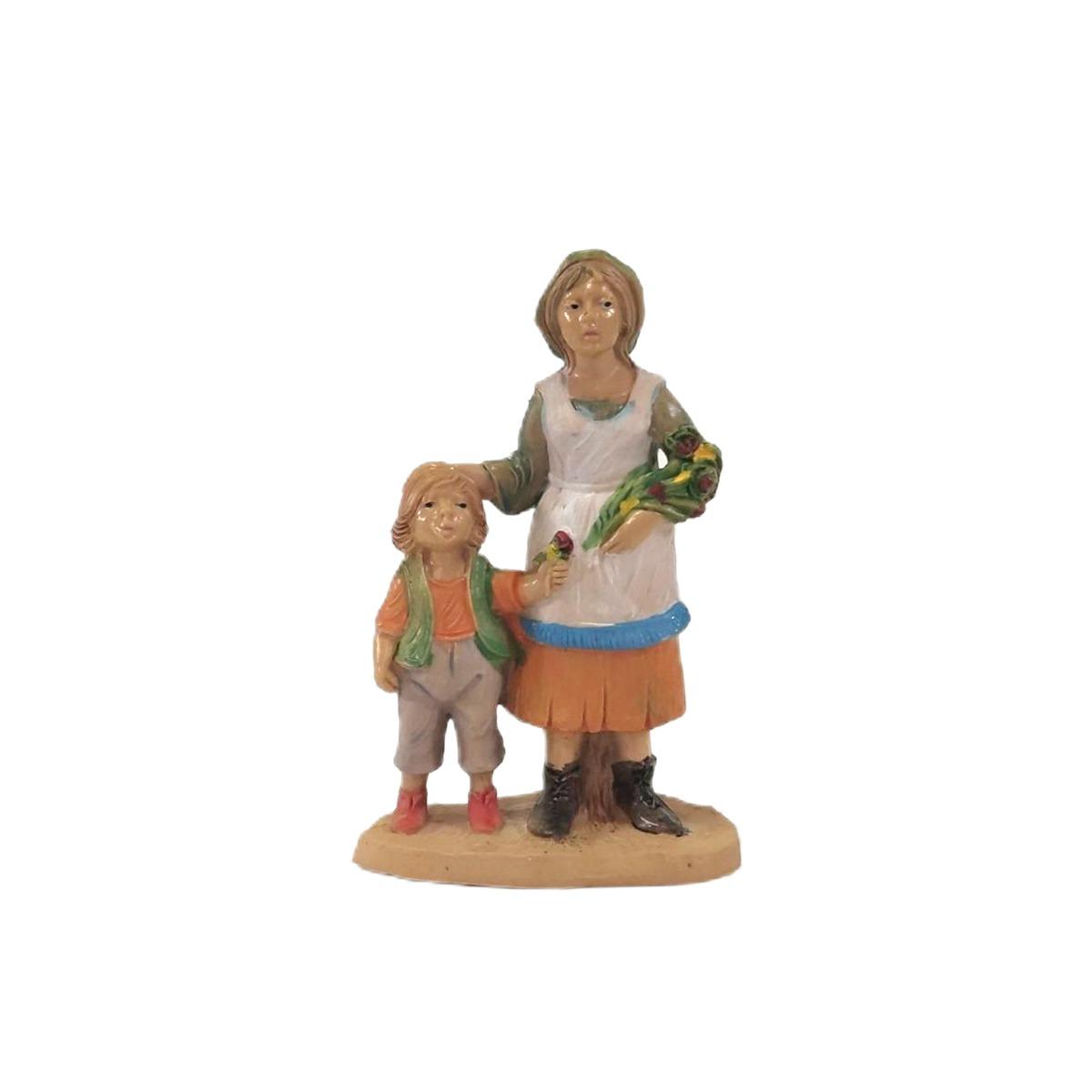 Statua cm.10 Donna con Bambino | Rossi Rosa