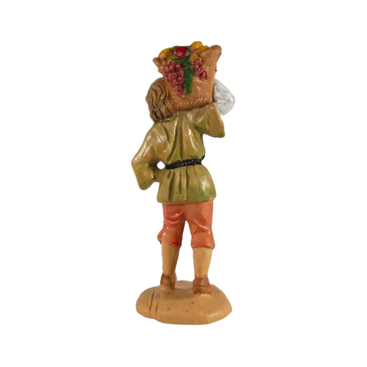 Statua cm.10 Pastore con Cesta Frutta | Rossi Rosa