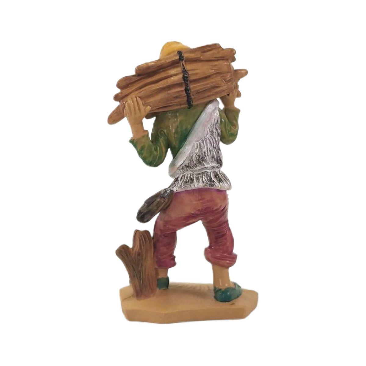 Statua cm.12 Uomo con Fascine Legna | Rossi Rosa